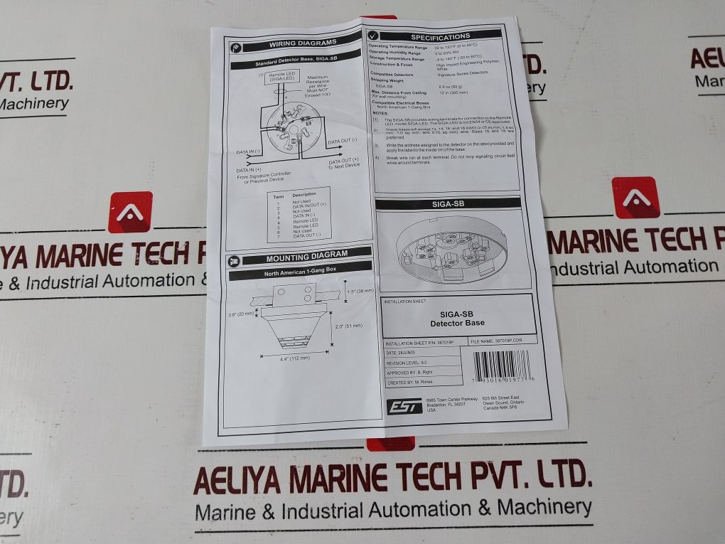 Lot Of 10X Est Siga-sb Detector Base