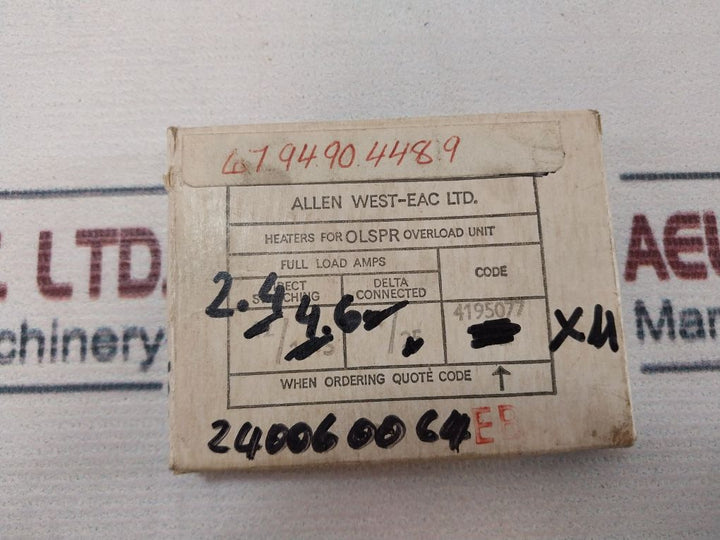 Lot Of 3X Allen West-eac Olspr Heaters For Olspr Overload Unit