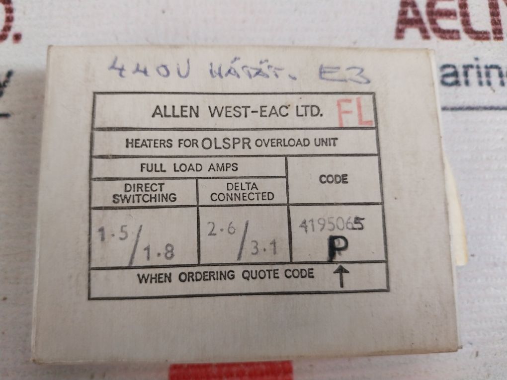 Lot of 3x Allen West-eac Olspr Heaters Overload Unit