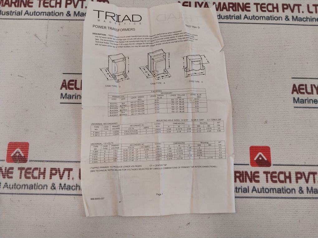 Triad F-90X Power Supply Transformer F-90 Series