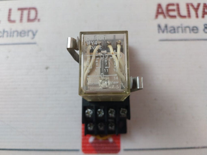 Lot Of 4X Omron My4 Relay With Socket Base 24Vdc