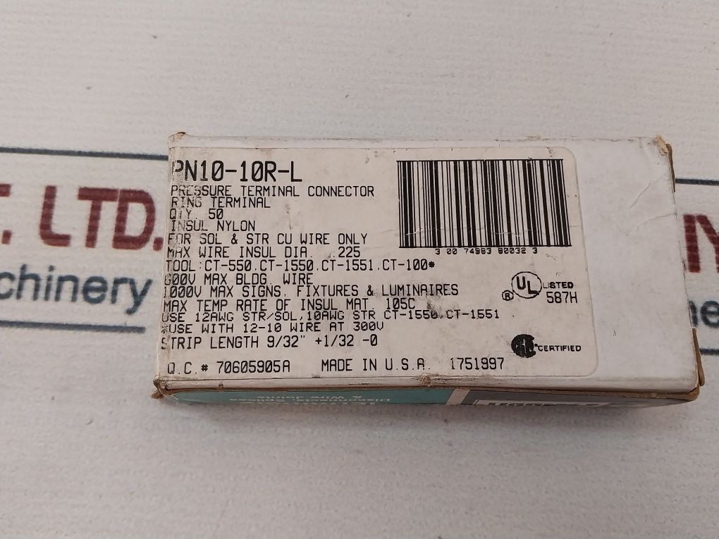Lot Of 5X Panduit Pn10-10R-l Ring Terminal