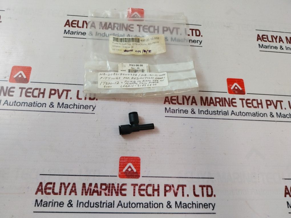 Lot Of 9X Legris 3183 08 00 Plug In Run Tee With Plastic Tail Piece