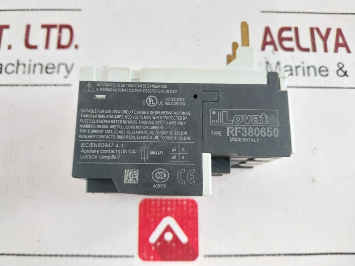 Lovato Rf380650 Overload Relay I1323 4-6.5 Amp