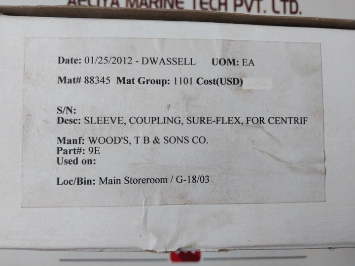 Lovejoy 9E Size 9 S-flex Coupling Sleeve 685144 08004
