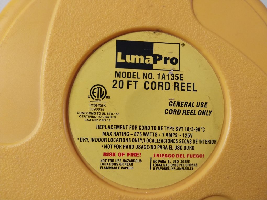 Lumapro 1A135E 20 Ft Cord Reel Light Free Shipping