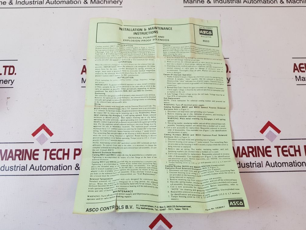 Asco 8320B175 General Purpose And Explosion-proof Solenoids Valve
