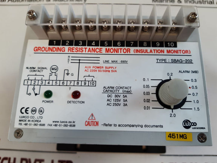 Luxco Sbag-202 Grounding Resistance Insulation Monitor