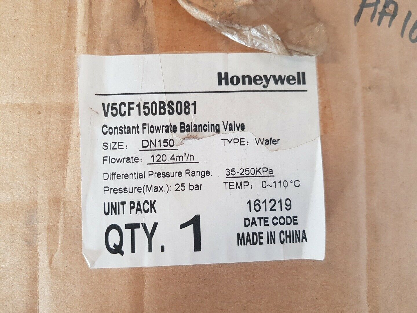 Honeywell v5cf150bs081 dynamic flow balancing valve