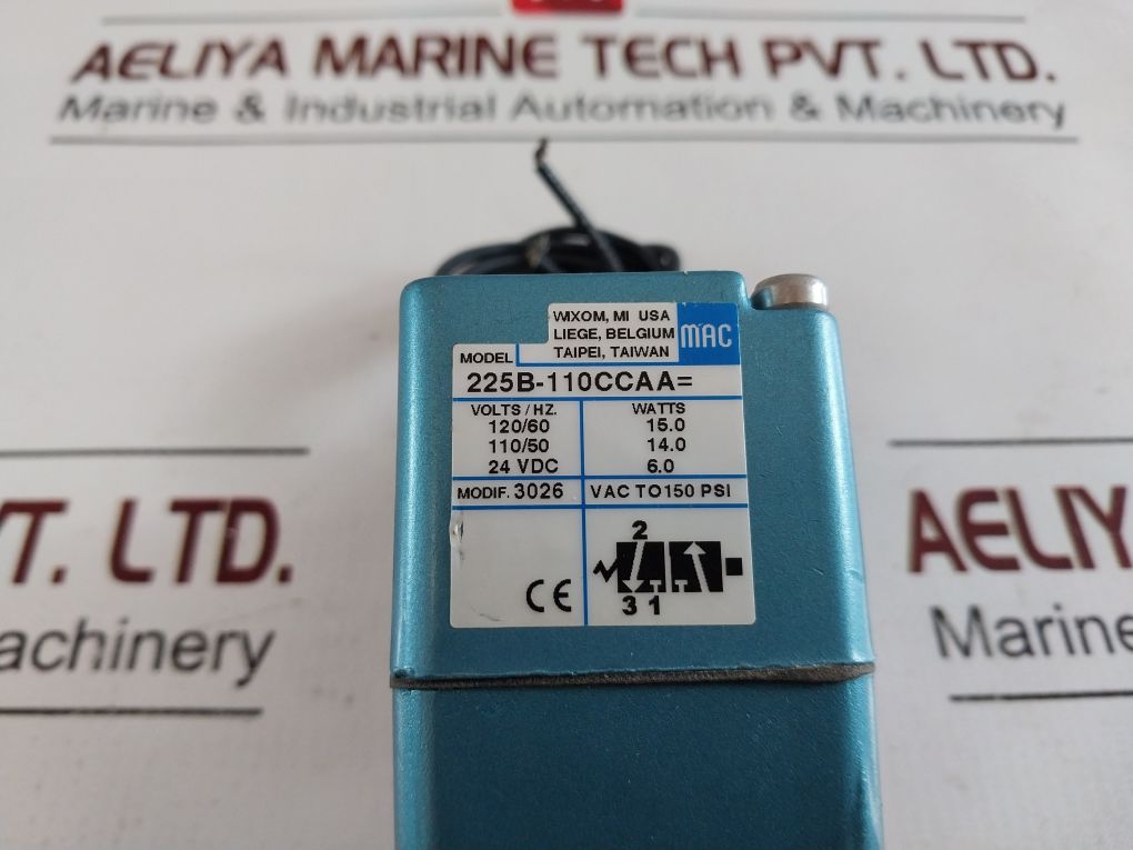 Mac 225B-110Ccaa Solenoid Poppet Valve 110V/50Hz 120V/60Hz