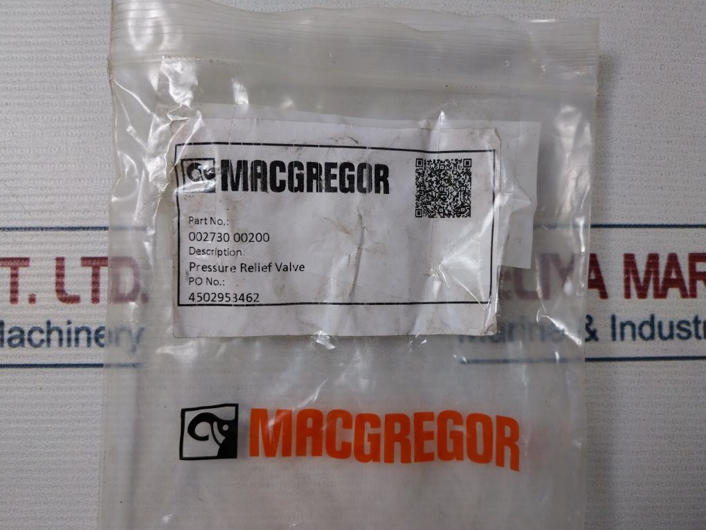 Macgregor 002730.00200 Pressure Relief Valve 878C0007