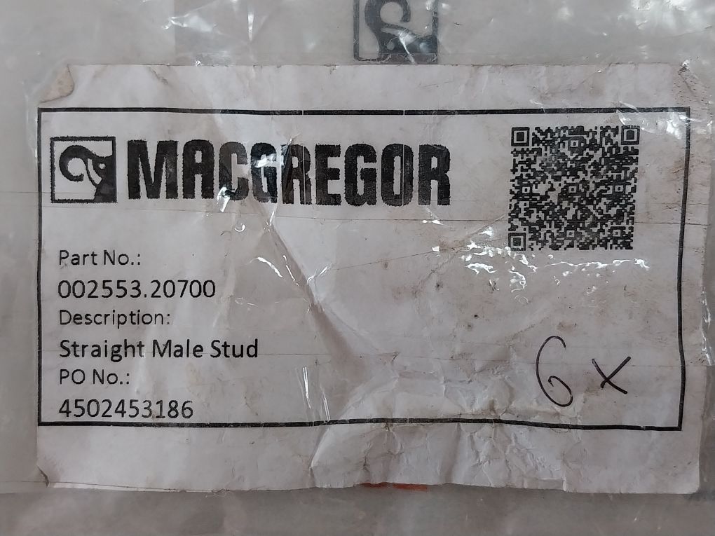 Lot Of 6X Macgregor 002553.20700 Male Stud Straight Coupling