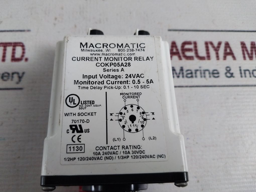 Macromatic Cokp05A28 Current Monitor Relay With Socket 70170-d