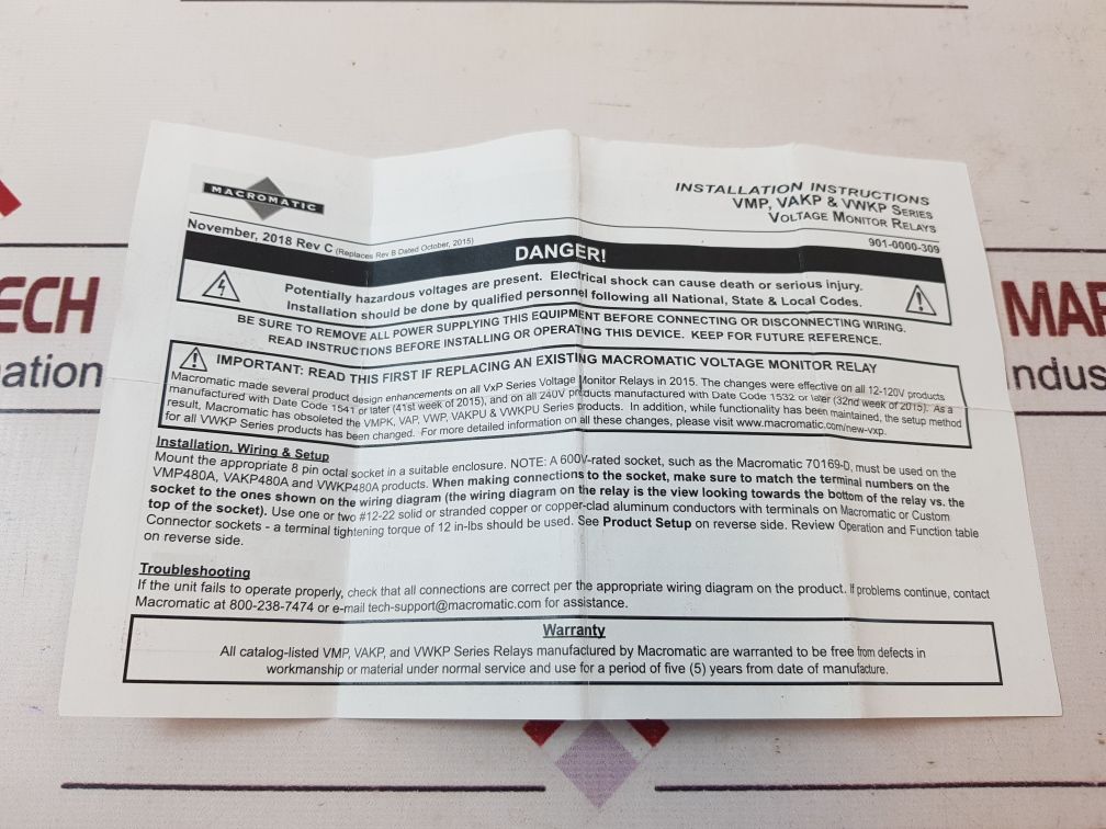 Macromatic Vmp120A Voltage Monitor Relay