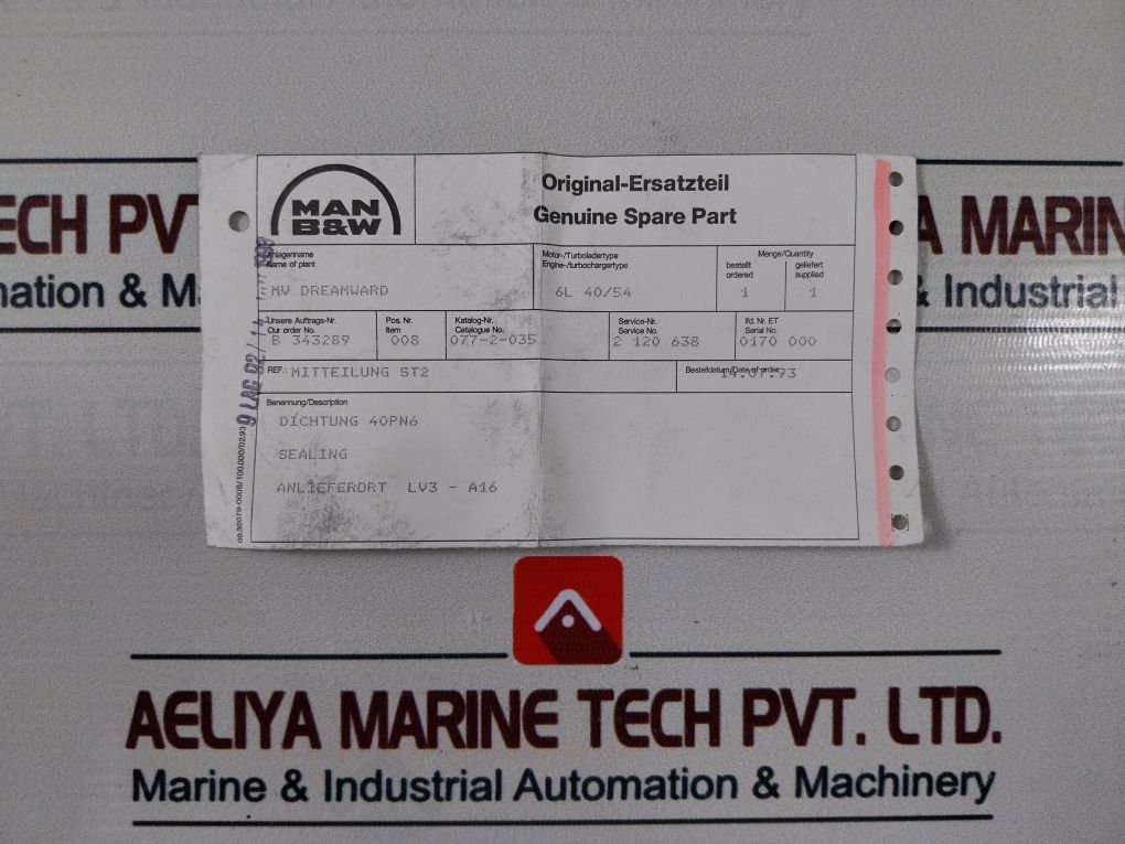 Man B&W 8L-40/54 Butting Disk/Ring 