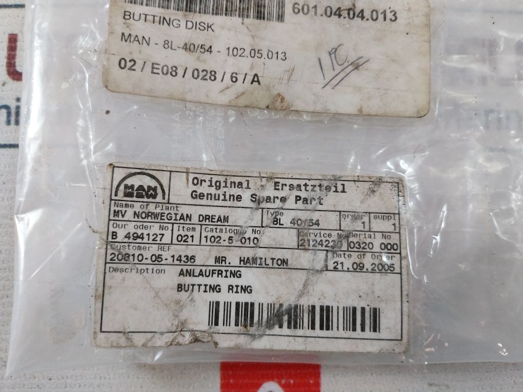 Man B&W 8L 40/54 Butting Disk/Ring