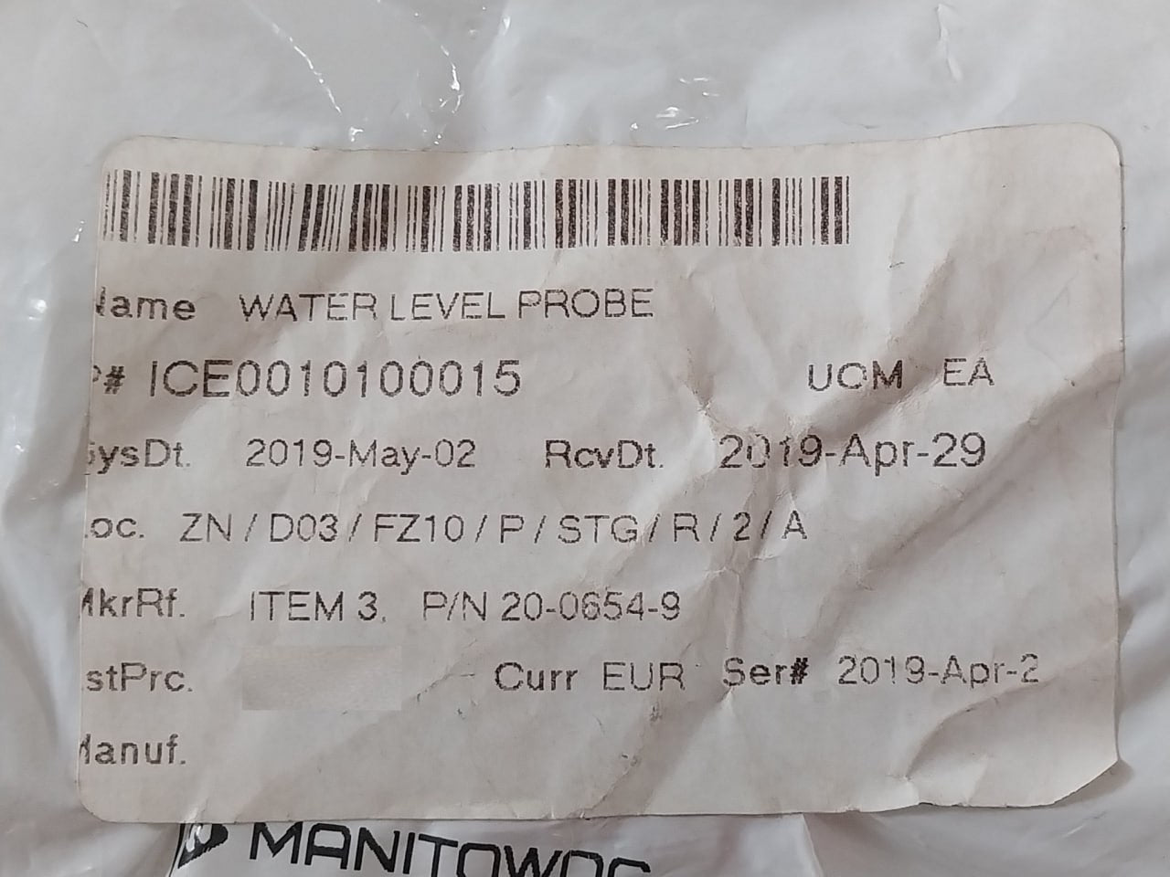 Manitowoc 20-0654-9 Water Level Probe Ice0010100015