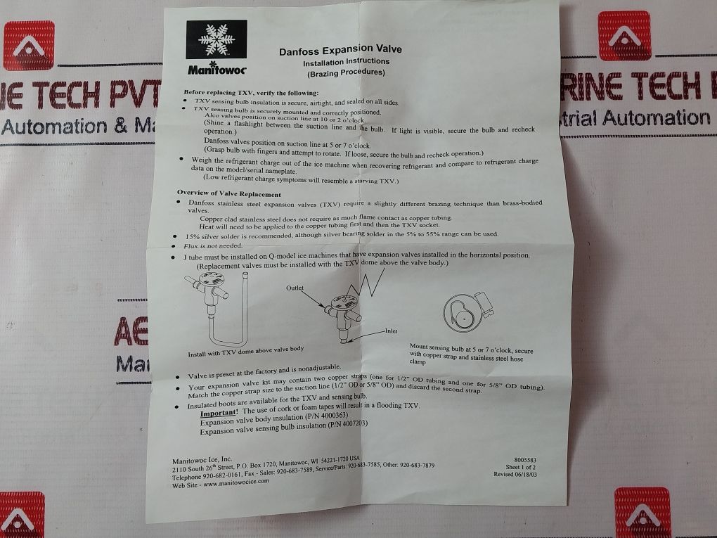 Manitowoc 76-0022-3 Thermal Expansion Valve