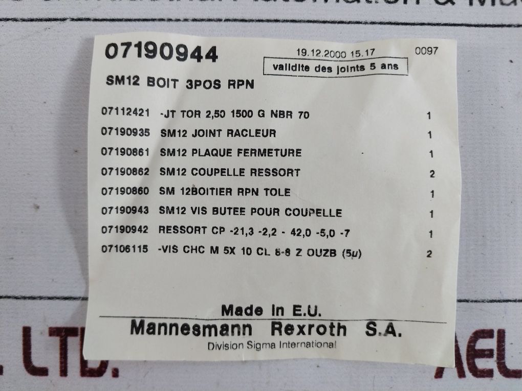 Mannesmann Rexroth 07190944