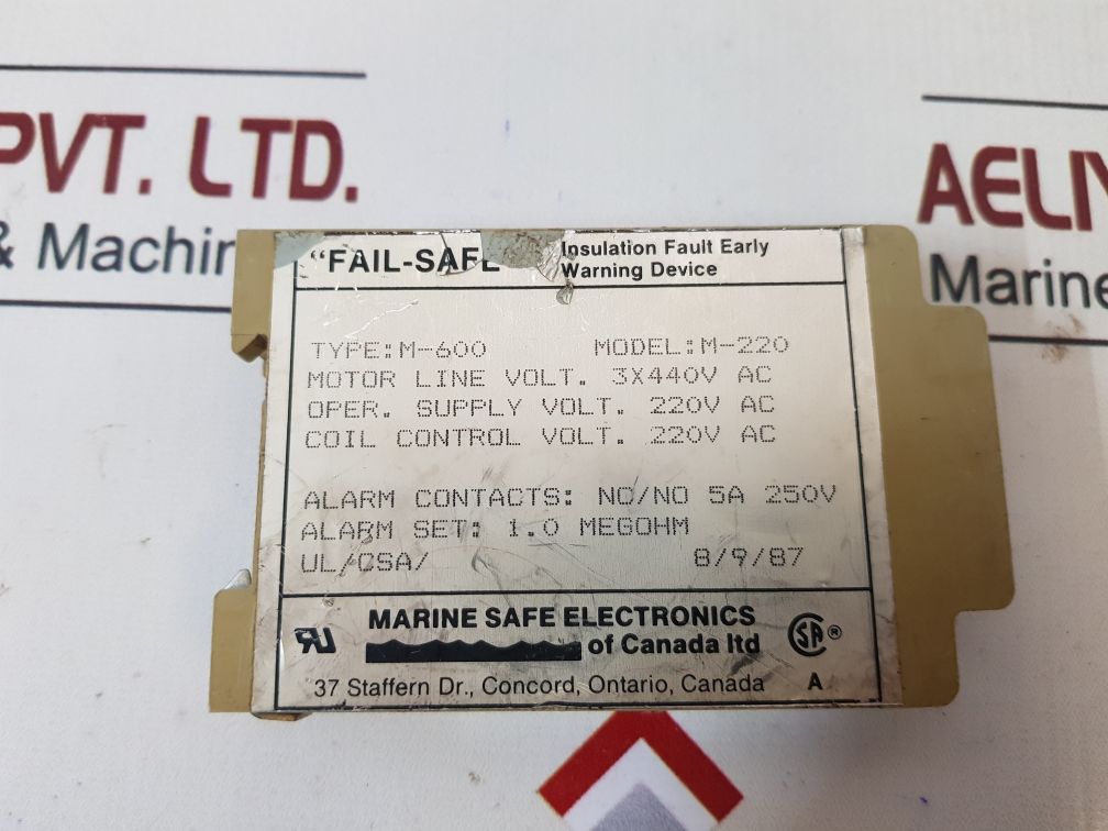 Marine Safe Electronics M-220 Insulation Fault Relay Type M-600