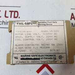 Marine Safe Electronics M-220 Insulation Fault Relay Type M-600