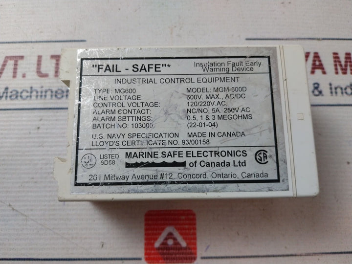 Marine Safe Electronics Mgm600D Insulation Fault Detector
