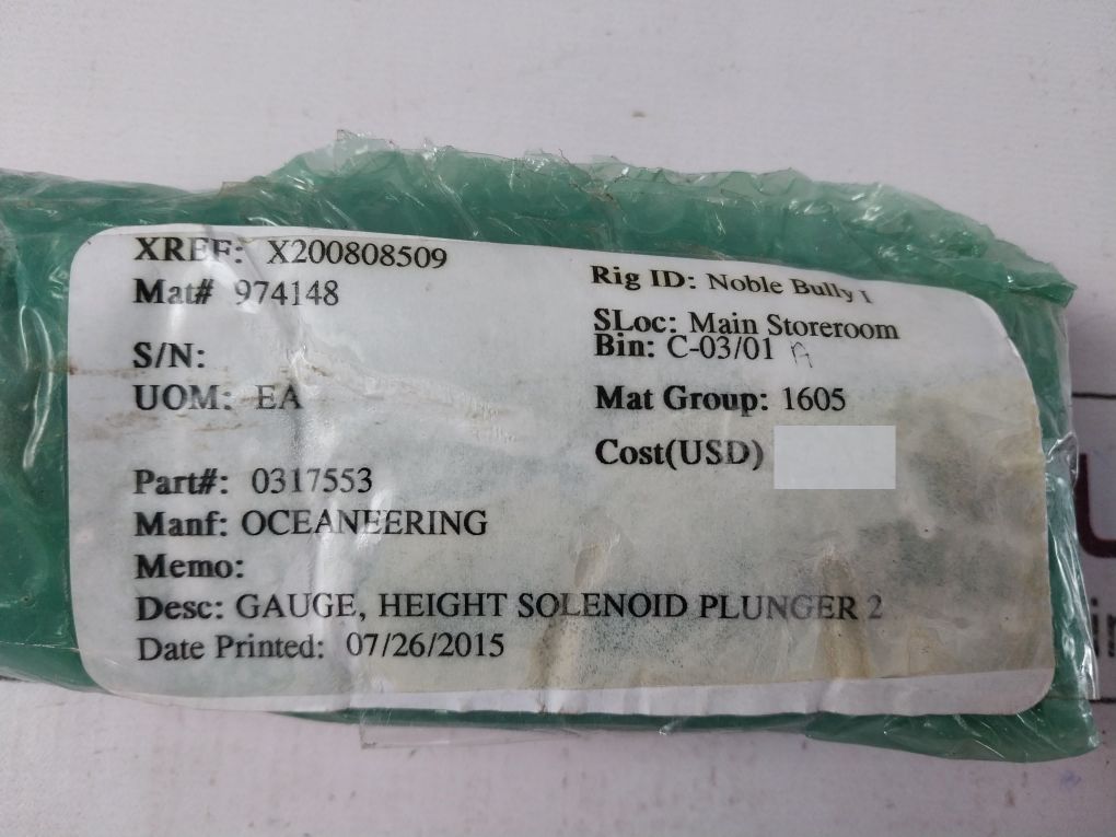 Marshall Machine 0317553-aa Solenoid Plunger Gauge