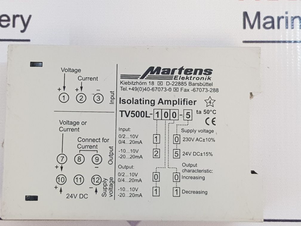 Martens Tv500L-100-5 Isolating Amplifier 0/2…10V