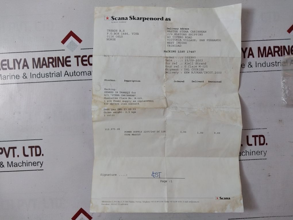 Mascot 8921 Power Supply Unit