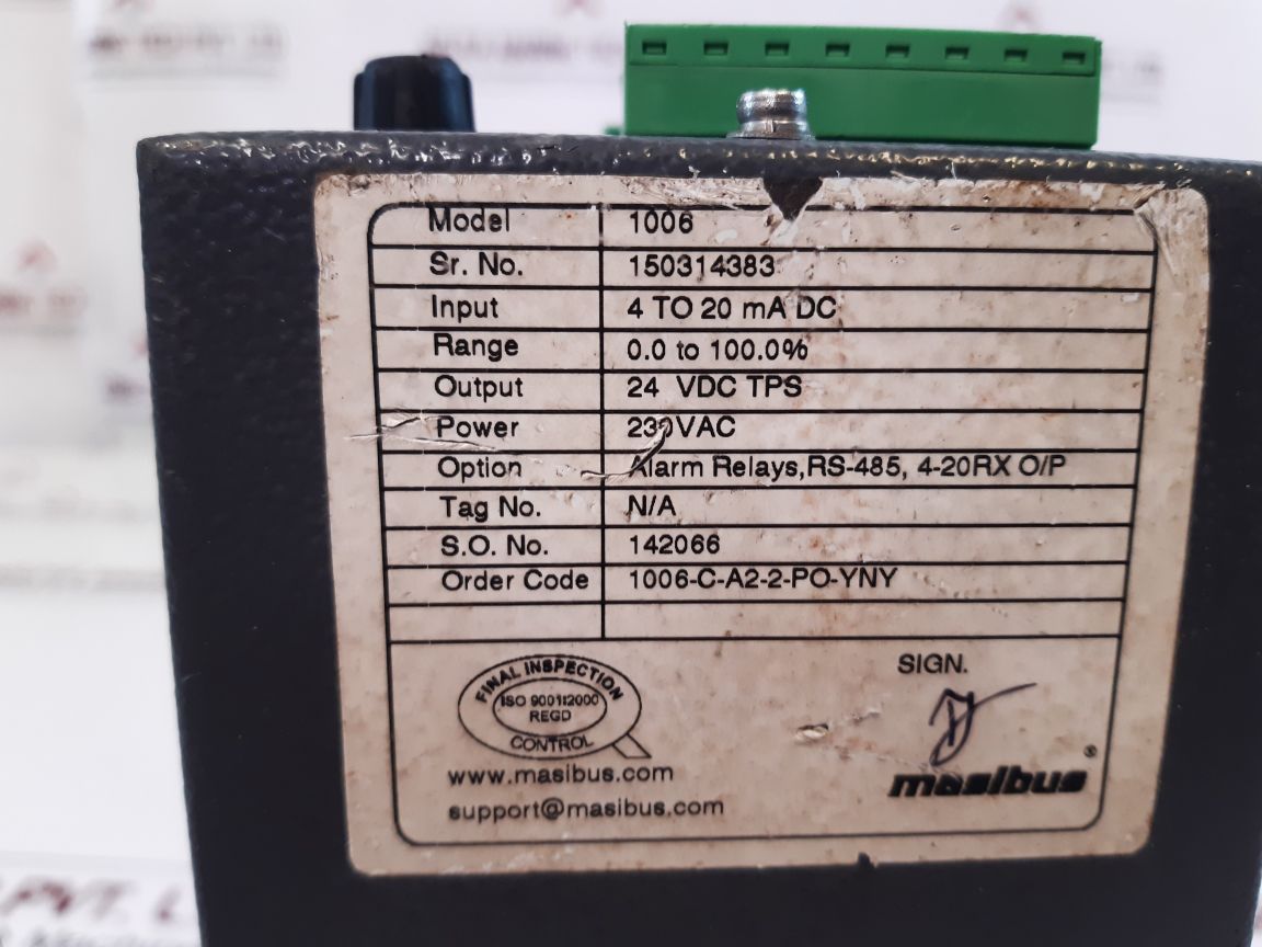 Masibus 1006 Flow Indicator Totaliser 0.0 To 100.0%
