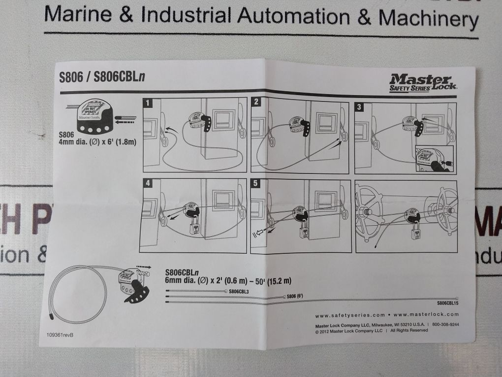 Master Lock S806 Adjustable Cable Lockout 4Mm X 6’(1.8M)