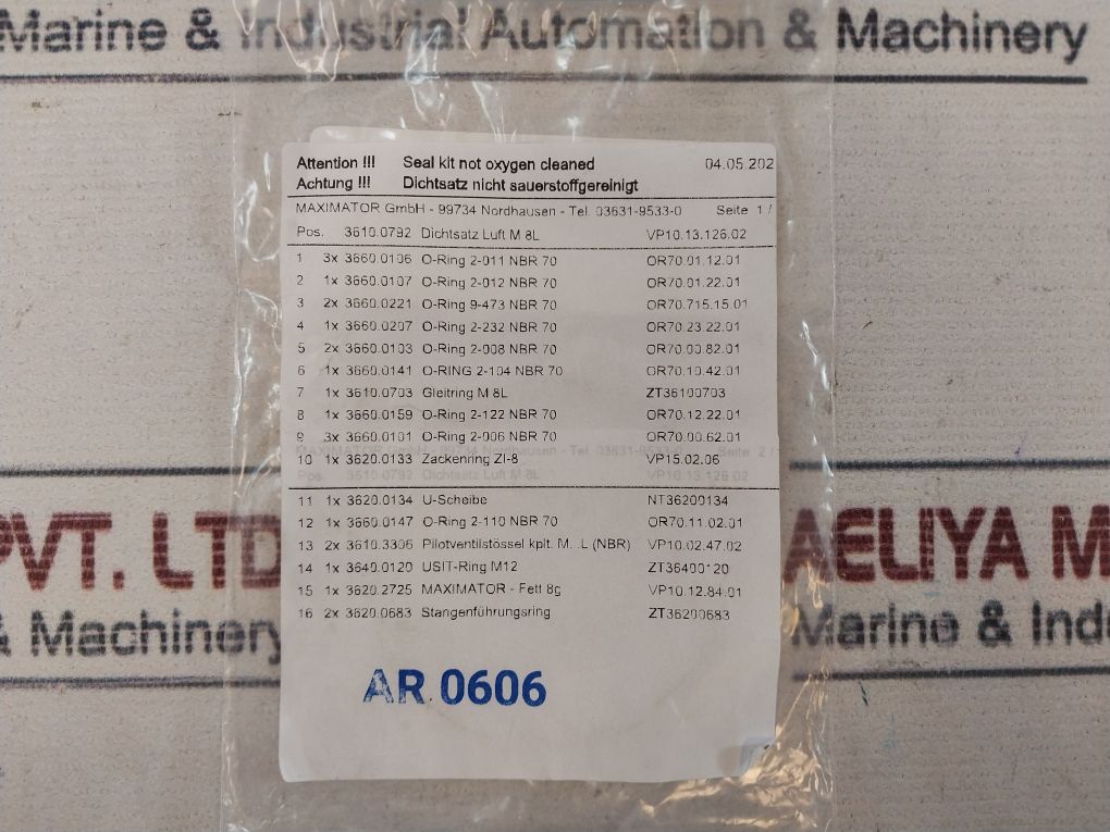 Maximator 3610.0792 Seal Kit For Air Drive