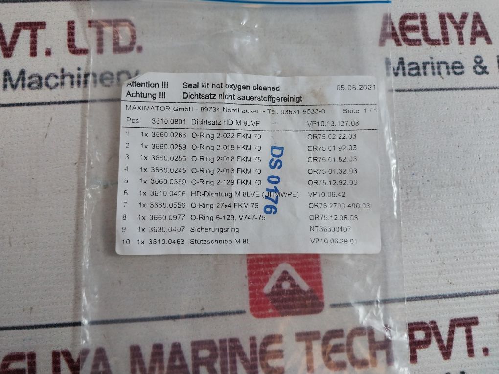 Maximator M8Lve Seal Kit-hydraulic Sec–G40110