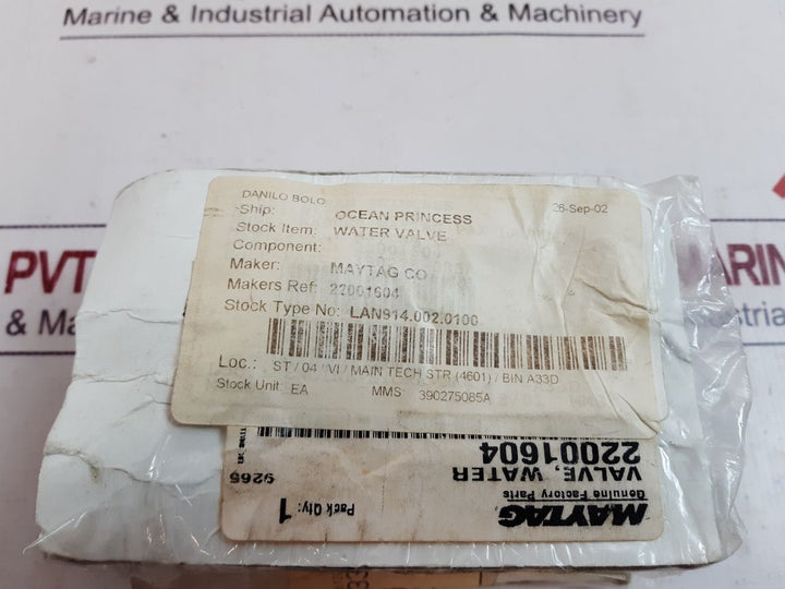 Maytag 22001604 Water Valve
