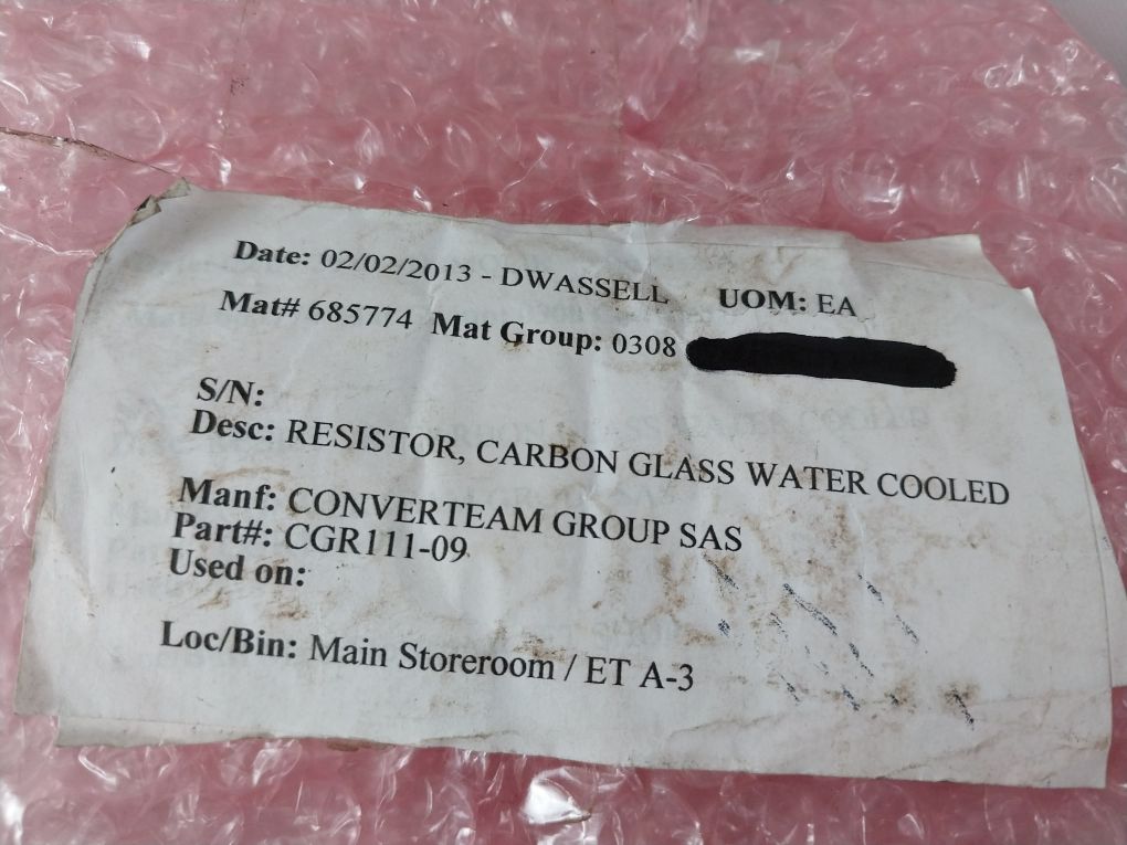 Mcb Wcr 38X250 Water Cooled Wirewound Resistor Cgr111-09