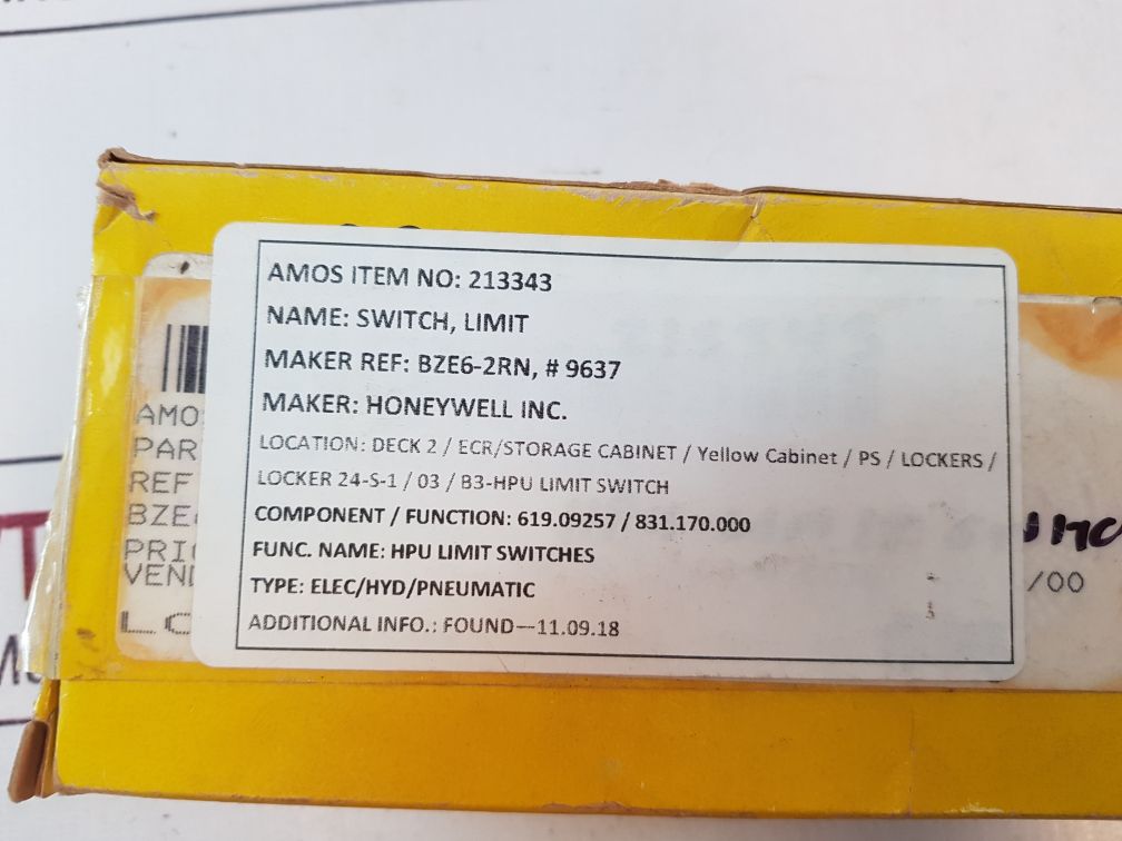 Honeywell Bze6-2Rn Micro Limit Switch 