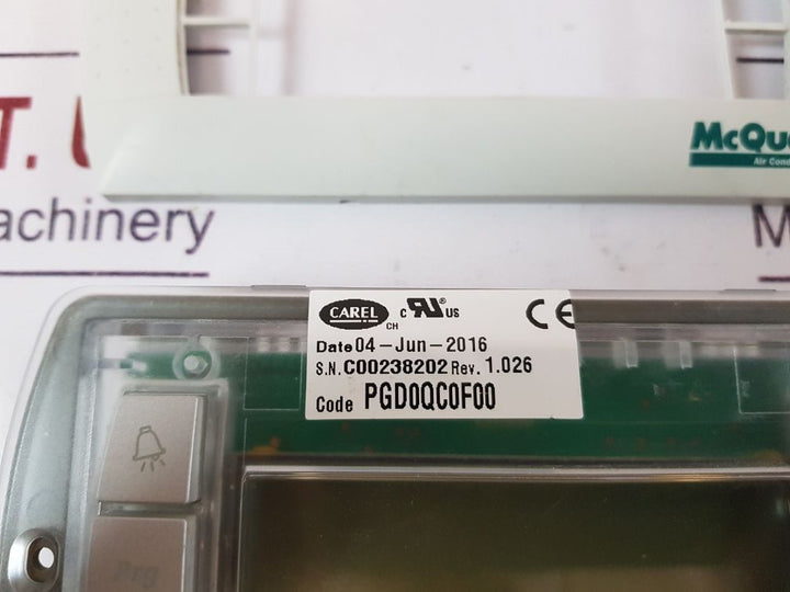 Mcquay pgd0qc0f00 rev 1.026 air conditioning operation panel
