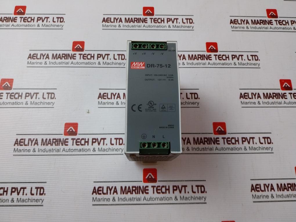 Mean Well Dr-75-12 Power Supply 100-240 Vac 2.0A 50/60Hz