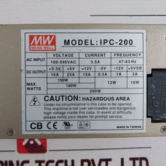 Mean Well Ipc-200 Ac To Dc Power Supply 3.5A 47-63Hz