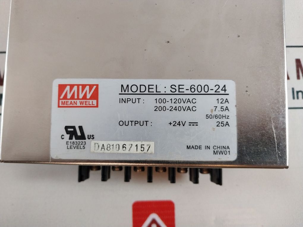 Mean Well Se-600-24 Switching Mode Power Supply 200-240 Vac