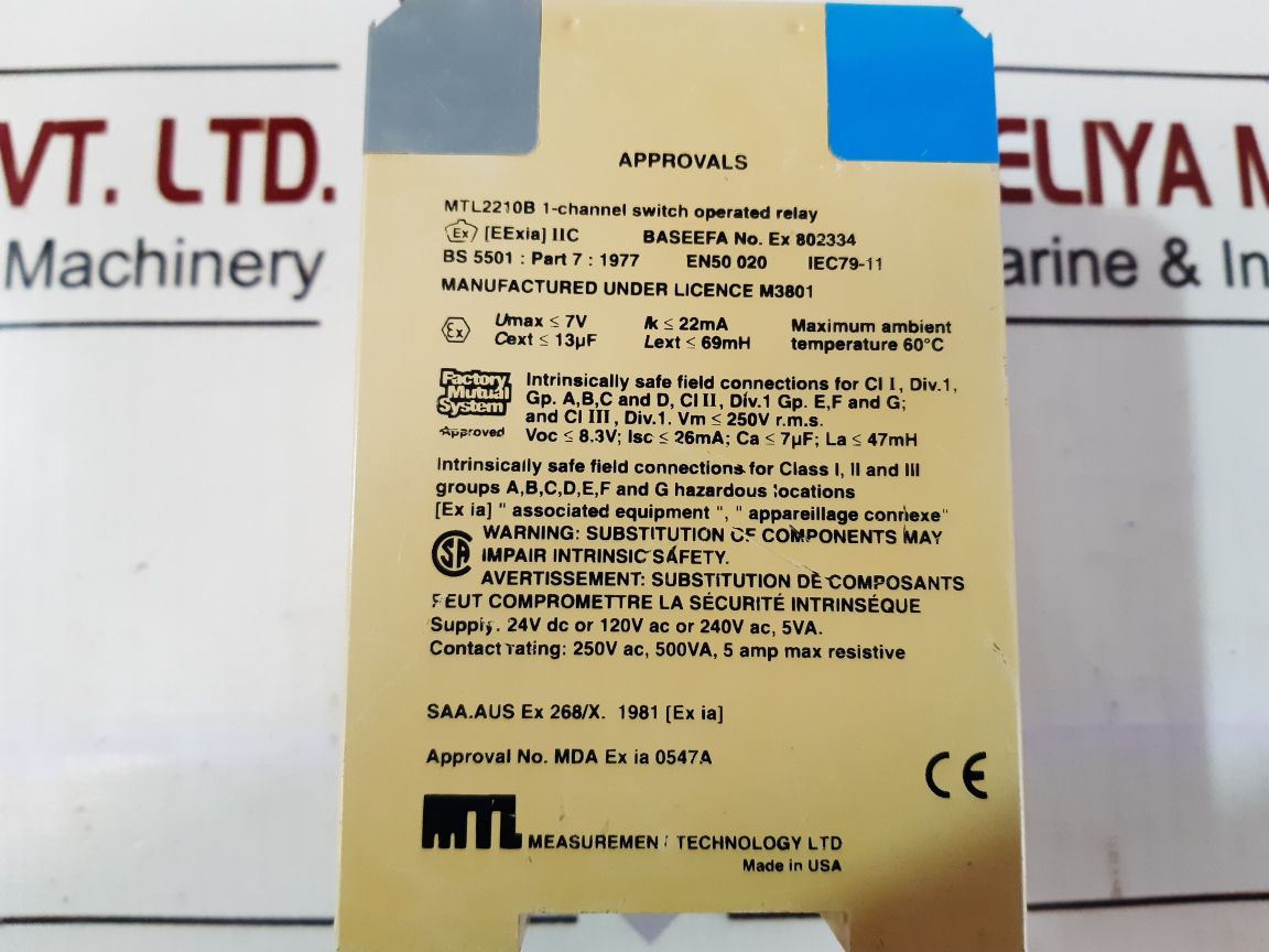 Measurement Mtl2210B 1-channel Switch Operated Relay