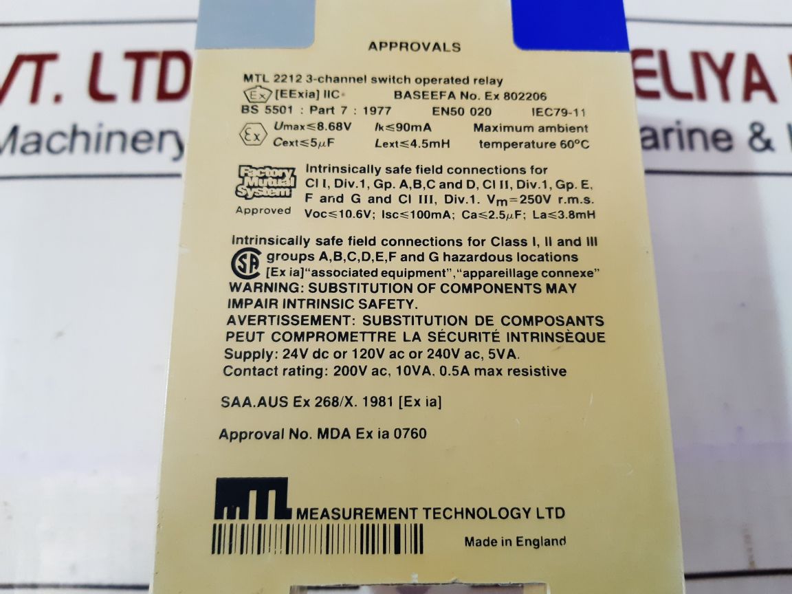 Measurement Mtl2212 3-channel Switch Operated Relay