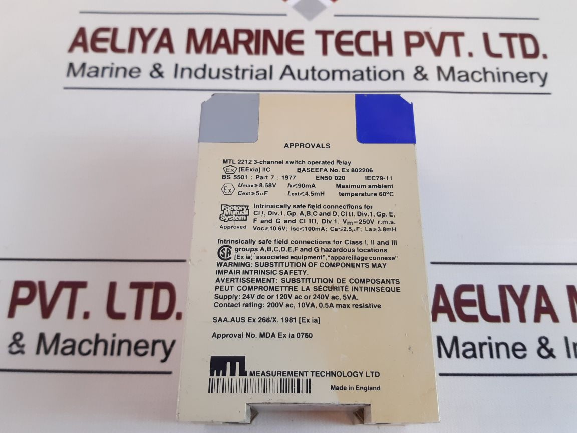 Measurement Technology Mtl2212 3-channel Switch Operated Relay 24V Dc Without Box
