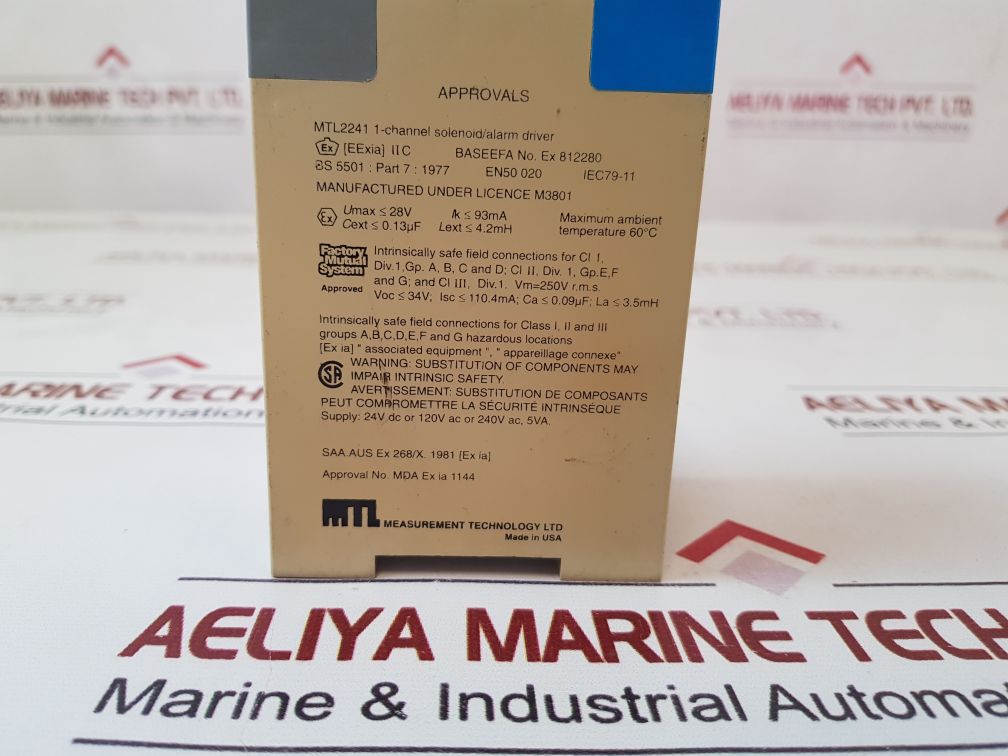 Measurement Technology Mtl 2241 1-channel Solenoid/Alarm Driver