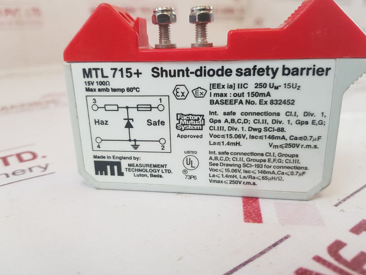 Measurement Technology Mtl 715+ Shunt-diode Safety Barrier 15V 100Ohm