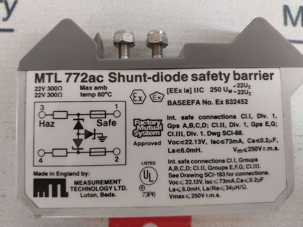 Measurement Technology Mtl 772 Ac Shunt-diode Safety Barrier