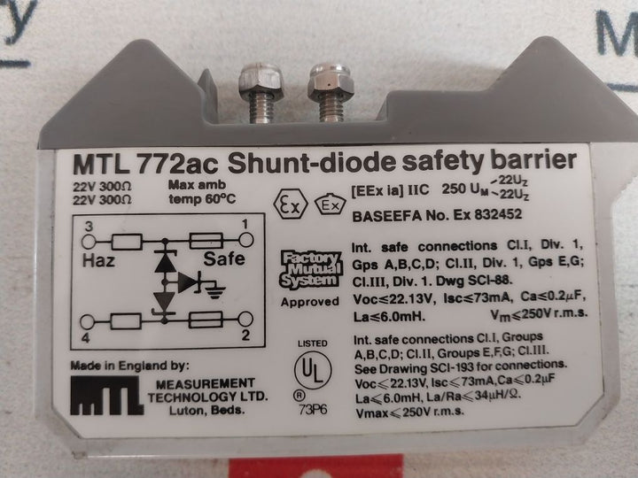Measurement Technology Mtl 772 Ac Shunt-diode Safety Barrier