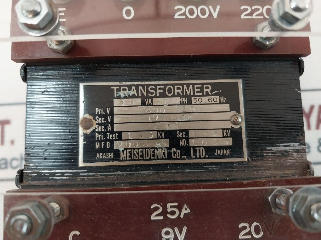 Meisei Denki 50Va 1Ph Transformer 200V-220V