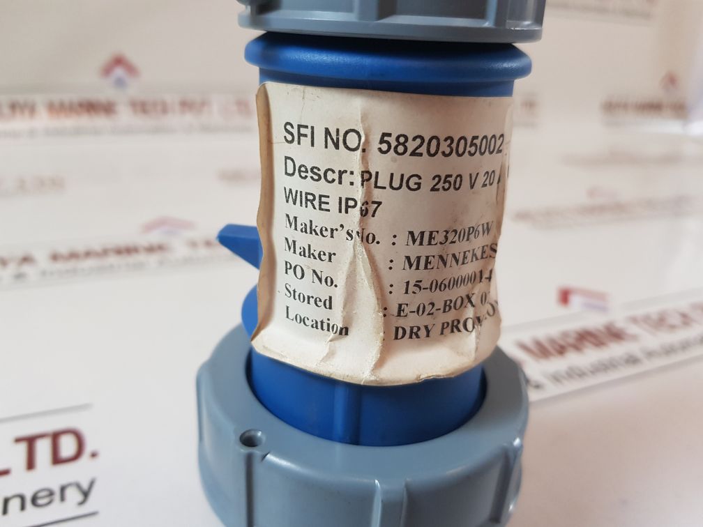 Mennekes Me320P6W Plug 250 V 20 A Pole 3 Wire Ip67