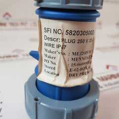 Mennekes Me320P6W Plug 250 V 20 A Pole 3 Wire Ip67